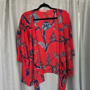 Violet & Claire Red and Blue Floral Blouse